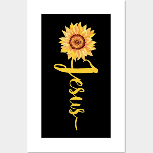 Jesus Sunflower Design Christian Gift Posters and Art